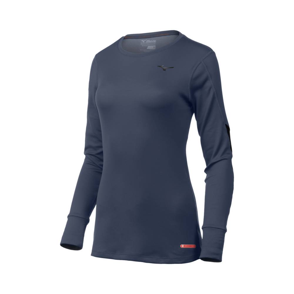 Base Layer Mizuno Breath Thermo® Long Sleeve Mujer Indigo/Negras Outlet RACH-70593